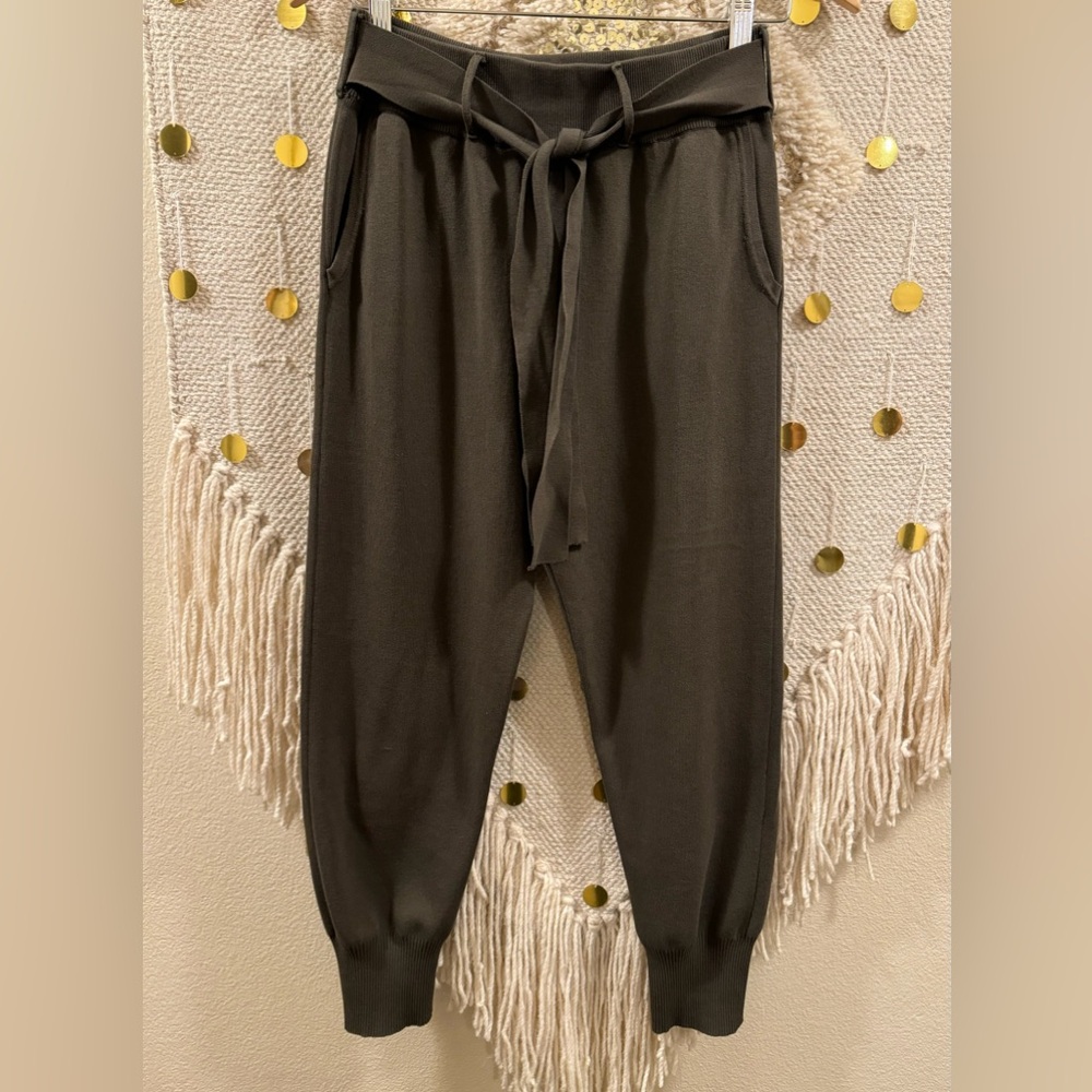 Zara Olive Green Tie-Waist Jogger Pants